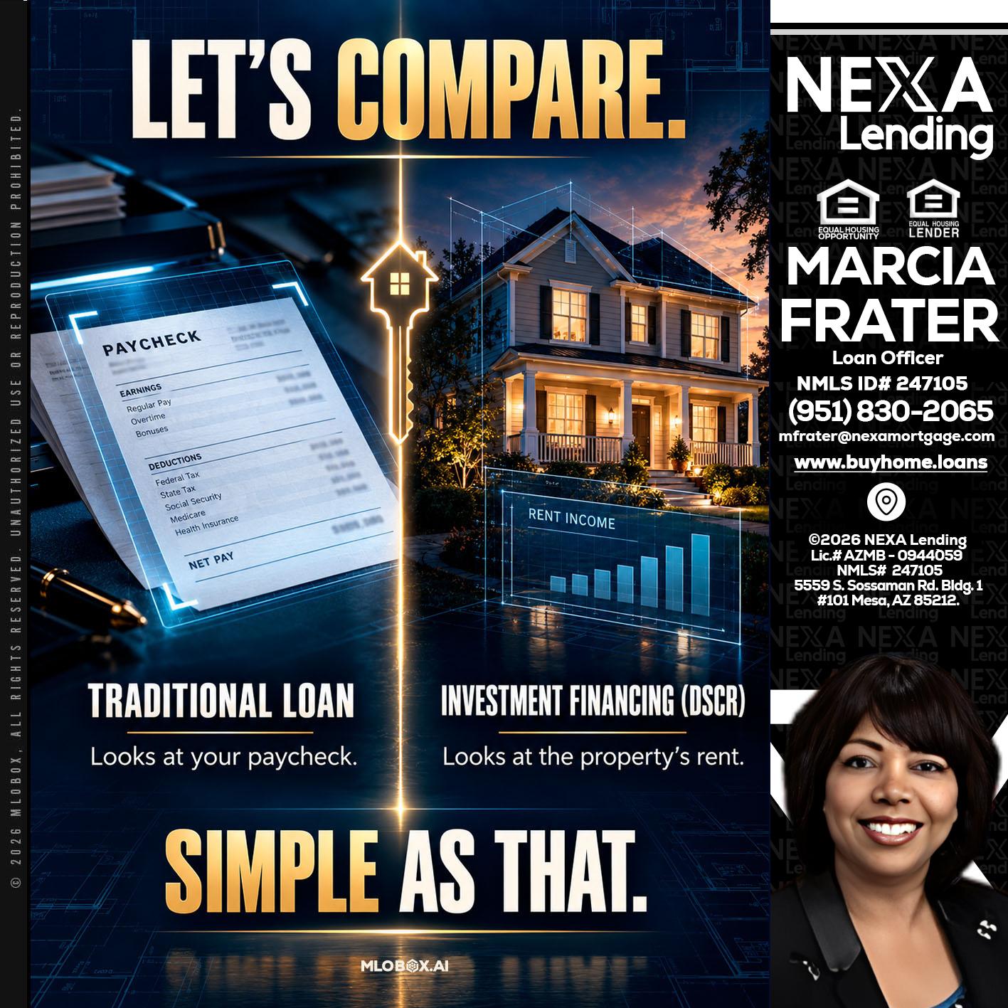 lets compare - Marcia Frater -Loan Officer